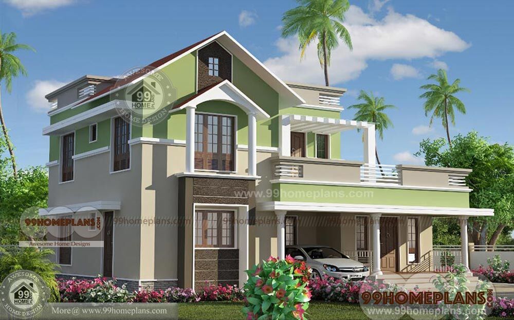 4 BHK Home Design - House Plan Images - Two Story Modern Indian Style