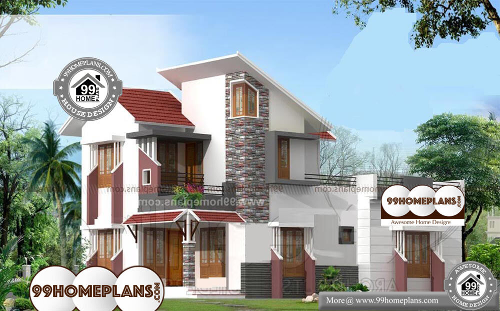 Sloping Roof House Designs - 2 Story 1691 sqft-Home