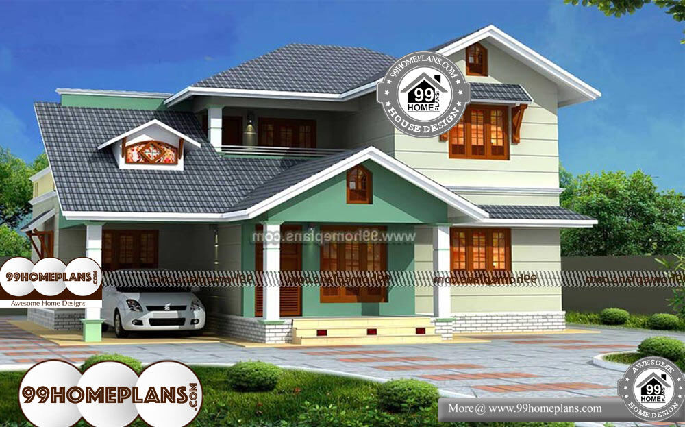 Traditional South Indian Houses Designs - 2 Story 1637 sqft-Home