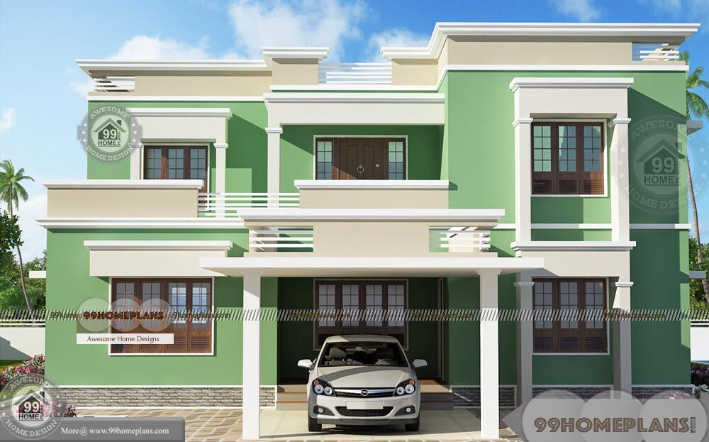 3d House  Plans  Free Online  with 2 Story  Flat Type Modern 