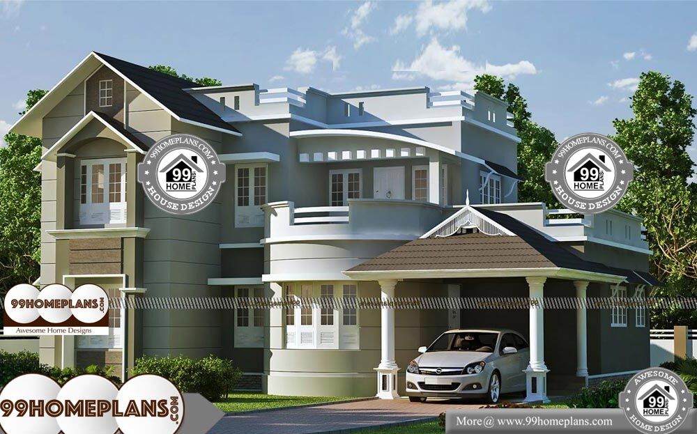 Double Storey Houses With Balcony - 2 Story 1832 sqft-Home