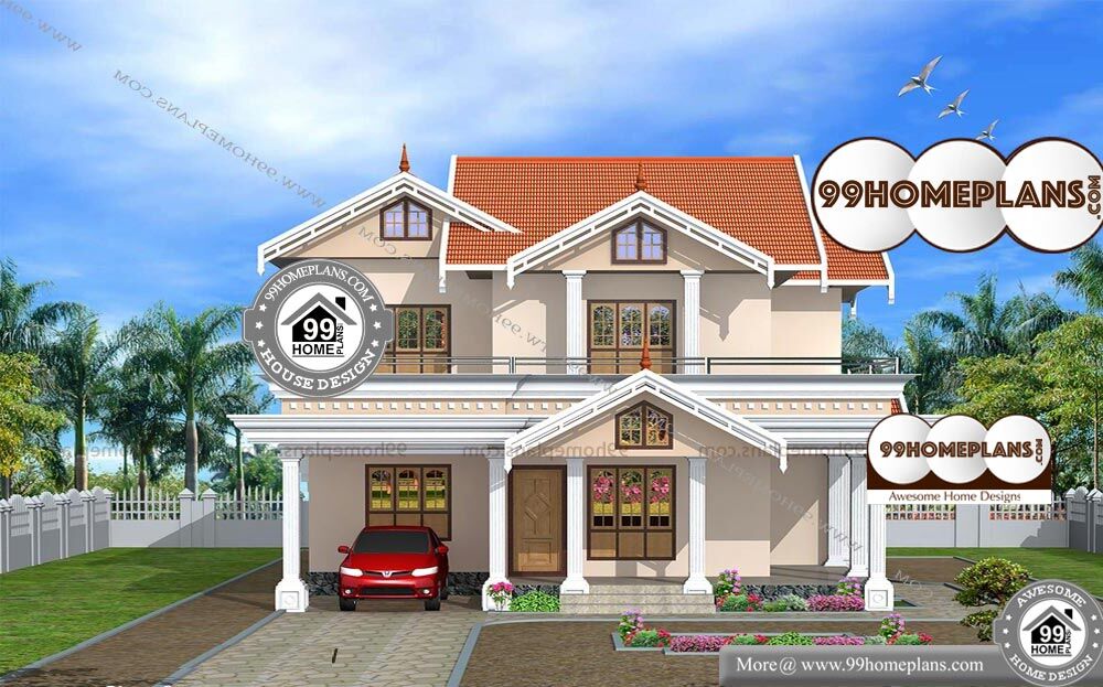 Indian Home Exterior Design Photos Middle Class - 2 Story 2750 sqft-Home