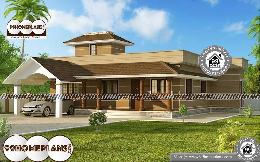 One Level House Plans - 1 Story 1400 sqft-Home