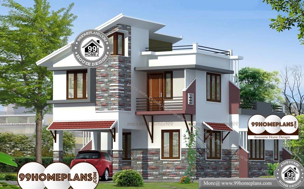 South Indian House Front Elevation Designs - 2 Story 1577 sqft-Home