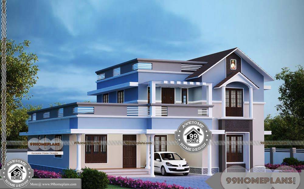Modern Two Story Homes with Cute and Simple Kerala Patterned Designs