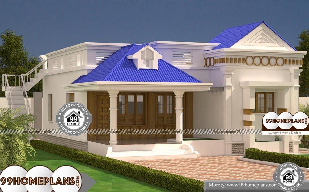 1 Story Modern House Plans - Single Story 1163 sqft-Home