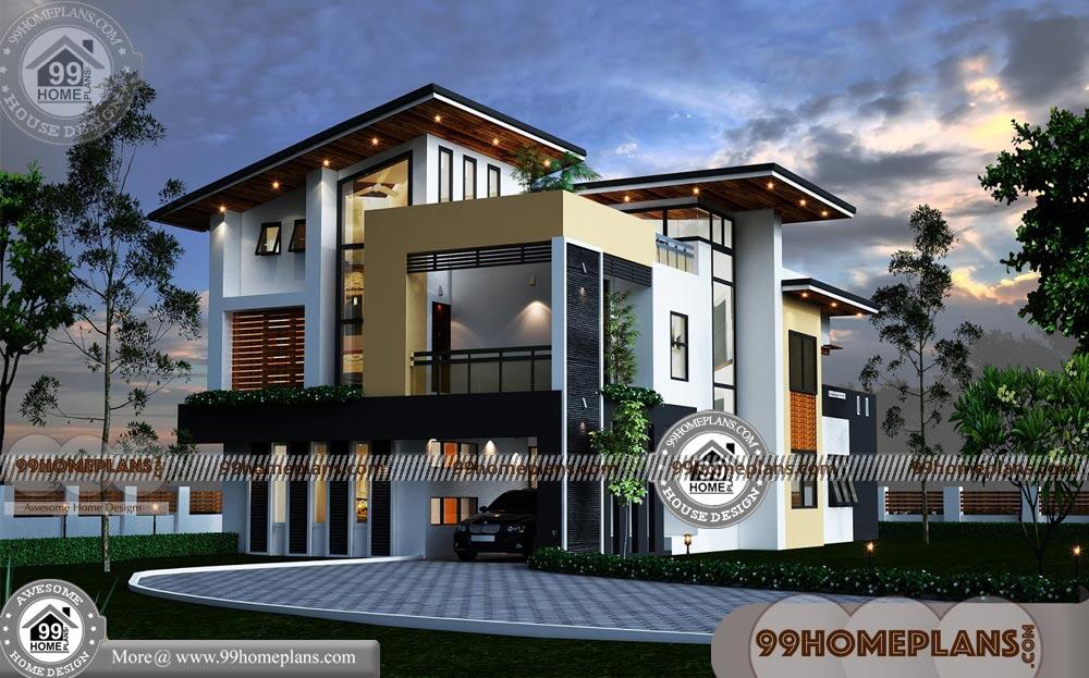 4 BHK House  Plan  with Double Storied Contemporary  Modern  