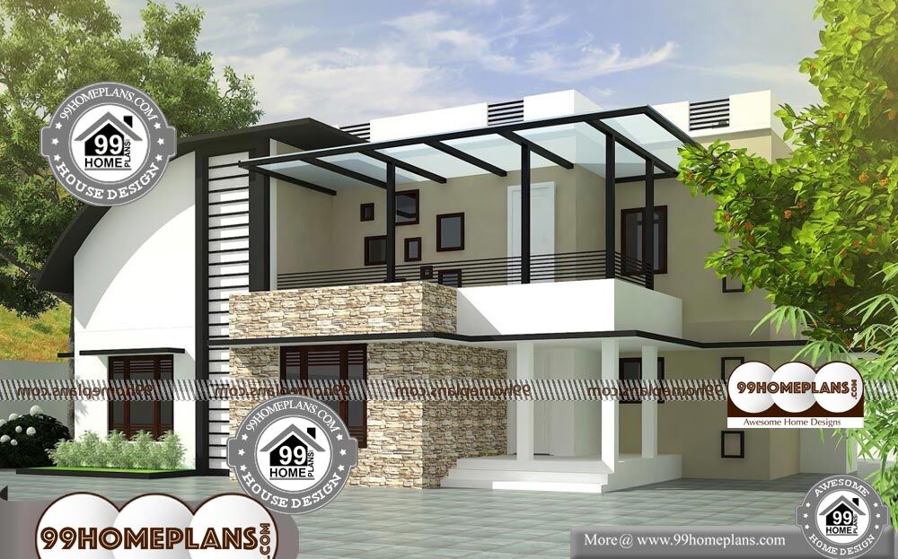 Contemporary House Elevation - 2 Story 2000 sqft-Home