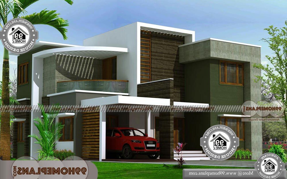 Contemporary House Plans Flat Roof - 2 Story 2400 sqft-Home