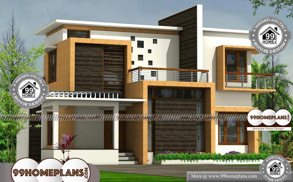 Contemporary Modern House Plans With Flat Roof - 2 Story 1750 sqft-Home