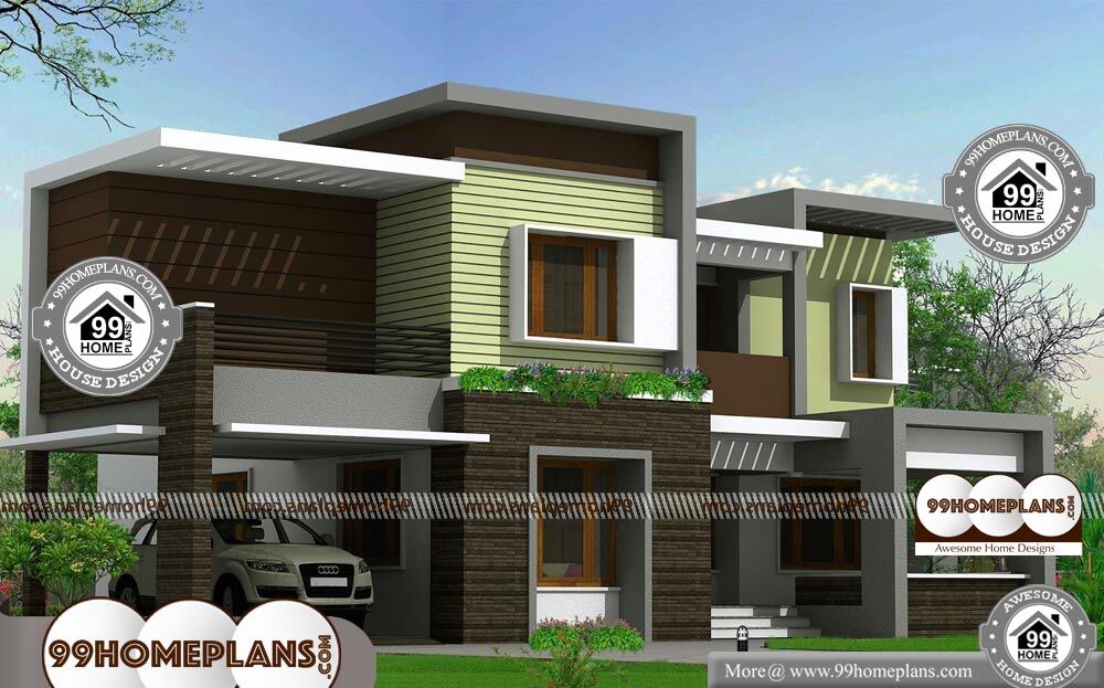 Modern Flat Roof House Plans - 2 Story 2425 sqft-Home