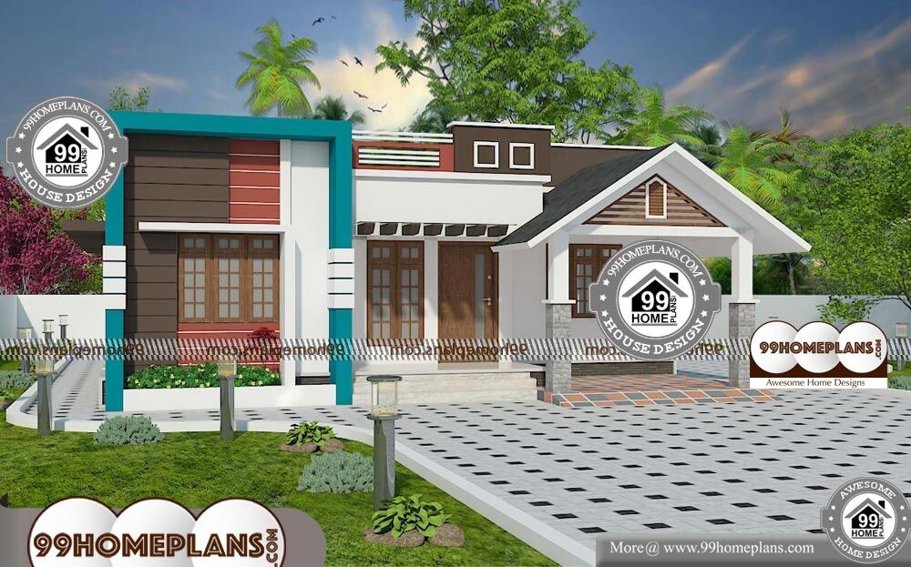 One Story Ranch House Plans - Single Story 1225 sqft-Home