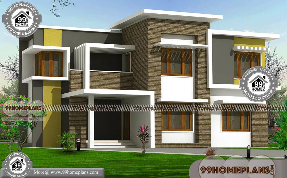 Contemporary Flat Roof House Plans with Two Story Modern Collections