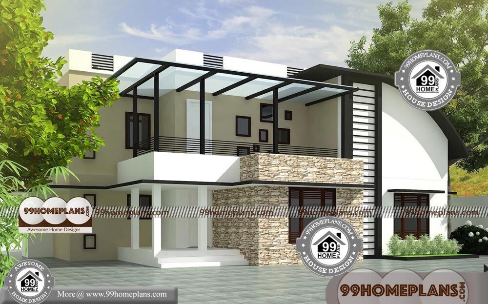 Contemporary House Elevation with 2 Floor Modern Stylish Home Designs