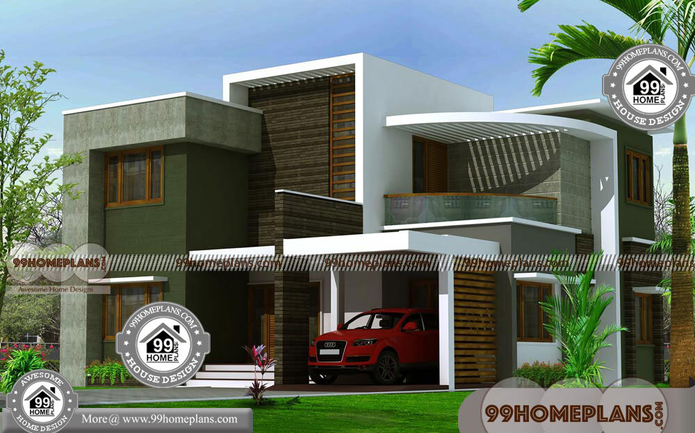 Contemporary House Plans Flat Roof with Two Floor Well Suited Exteriors