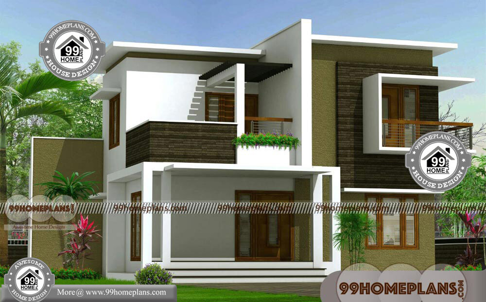 Flat Roof Contemporary House Plans with 2 Floor Modern Concept Design