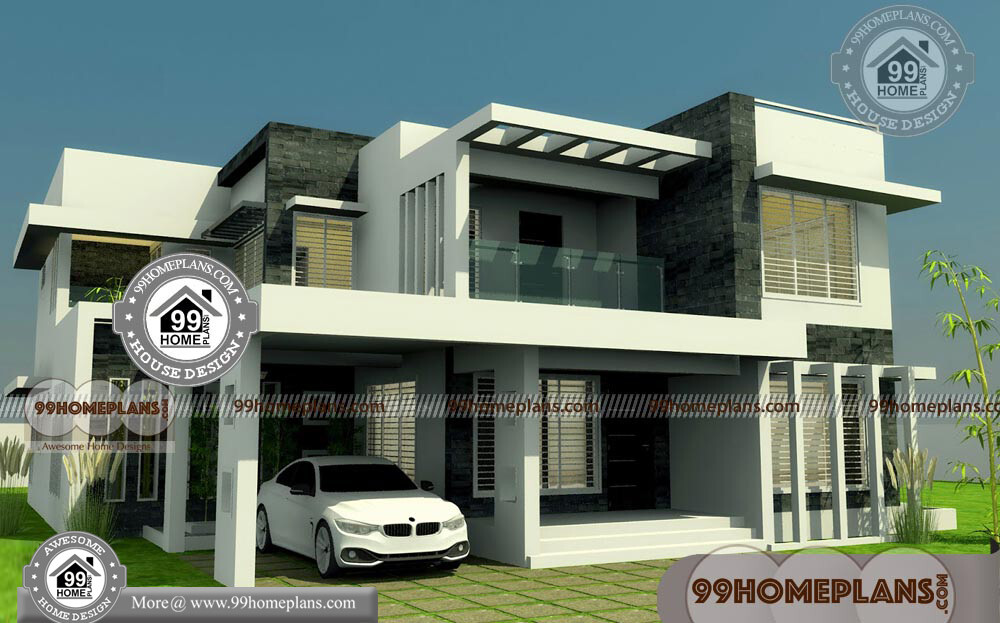 Low Cost Contemporary House Designs with 2 Floor Flat Roof Models