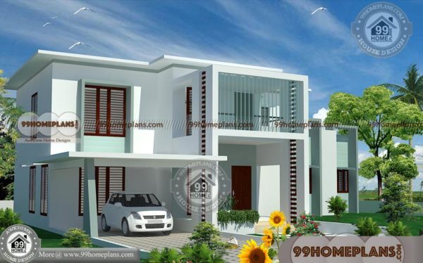 Modern 4 Bedroom House Floor Plans With Two Story Flat Roof Patterns
