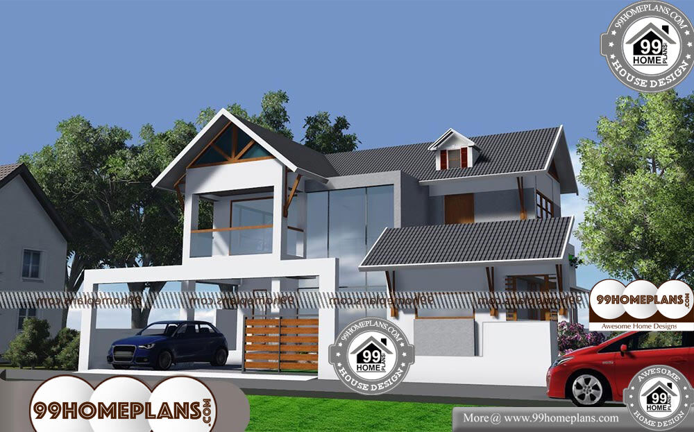 Modern Indian House Front Elevation Designs - 2 Story 1900 sqft-Home