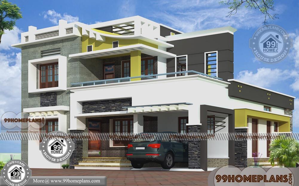 Box Type House With Rooftop Double Floor Modern Design Collections