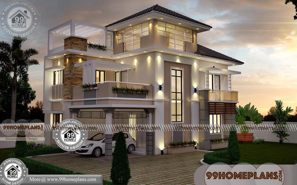 Kerala New House Model 75+ Indian House Designs Three Floor Plans