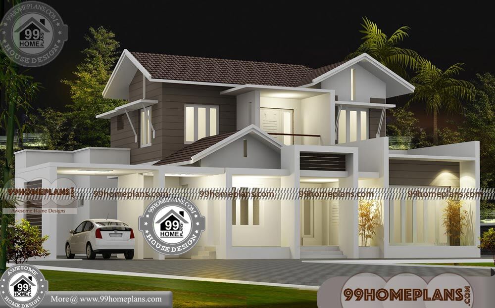 Model Houses in Kerala Style 30+ Double Storey House Designs & Ideas