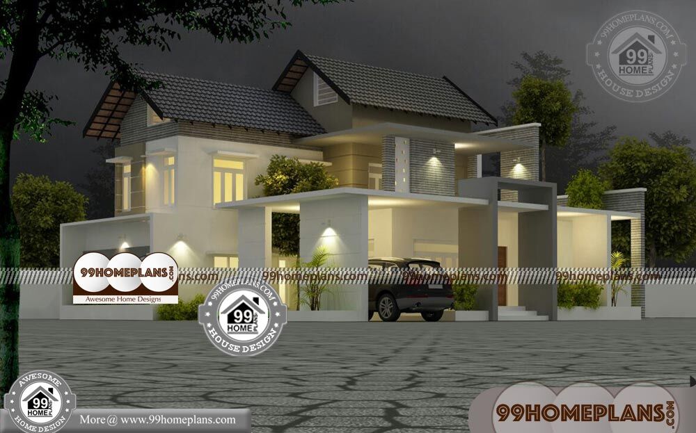 Veedu Plan Kerala Style 60+ 3D Double Storey House Plans & Designs