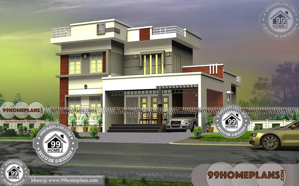 2 Storey 3 Bedroom House Plans With Flat Roof Simple Modern Homes