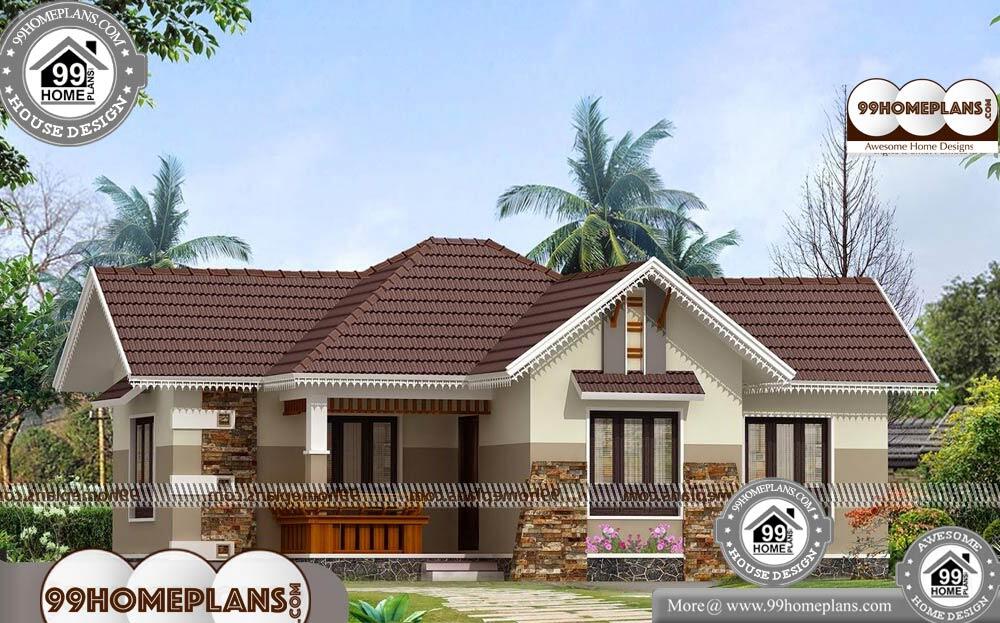 3 Bedroom House Plans In Kerala Single Floor - Single Story 1200 sqft-Home