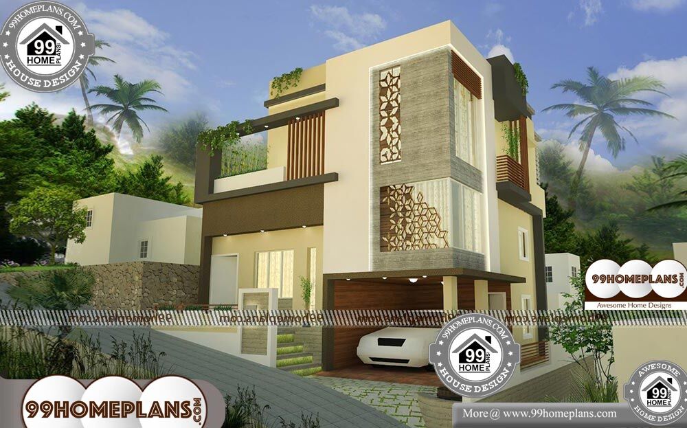 3 Floor House Elevation Designs - 3 Story 1350 sqft-Home 