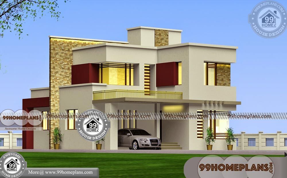  3  Bedroom  House  Plans  2 Story with Ordinary Flat  Roof  Type 