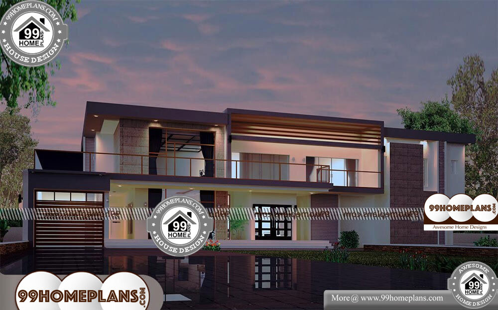  4 Bedroom Rectangular House Plans  with 3D Elevations 