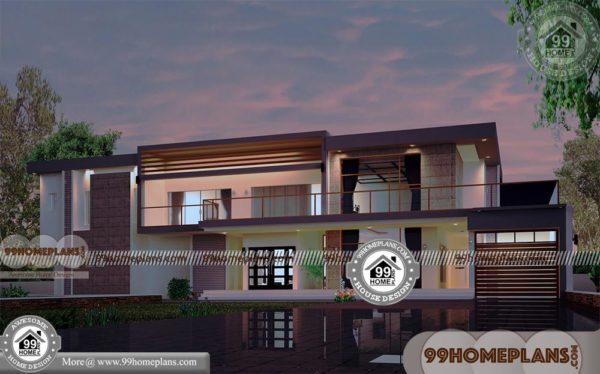  4 Bedroom Rectangular House Plans  with 3D Elevations 