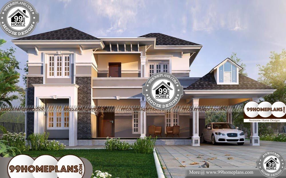 Duplex House Front Elevation Designs - 2 Story 2450 sqft-Home