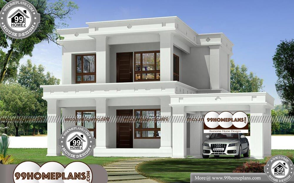 Flat Roof House Plans Design - 2 Story 1494 sqft-Home