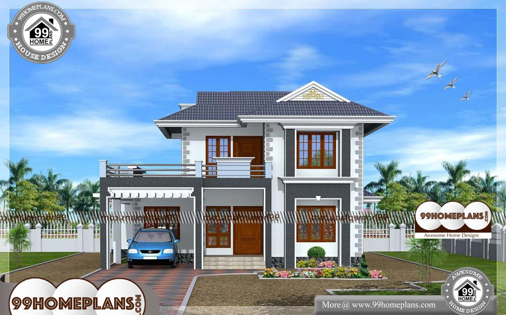 Indian House Front Design Photo - 2 Story 1845 sqft-Home