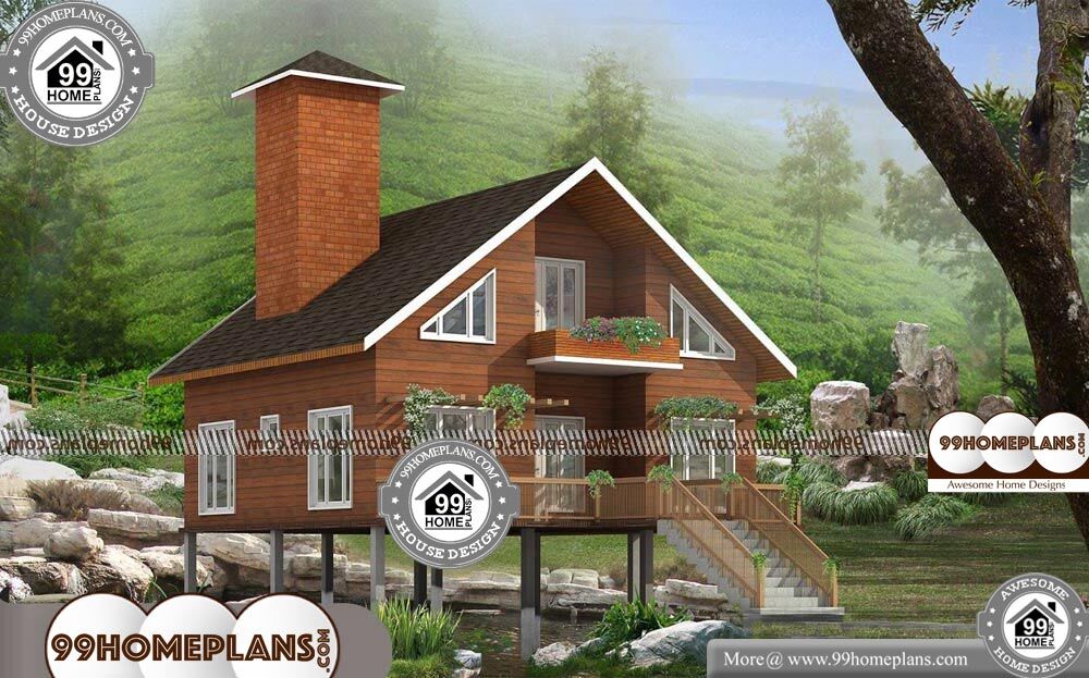 Log House Plans - Single Story 1100 sqft-Home