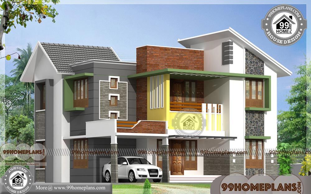  House  Plans  Kerala  Style  Two Story 4  Bedroom  Modern Home  