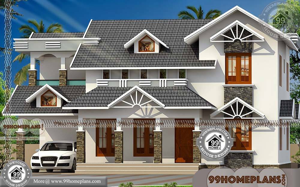 Kerala Traditional House Plans with Courtyard with Double Story Designs