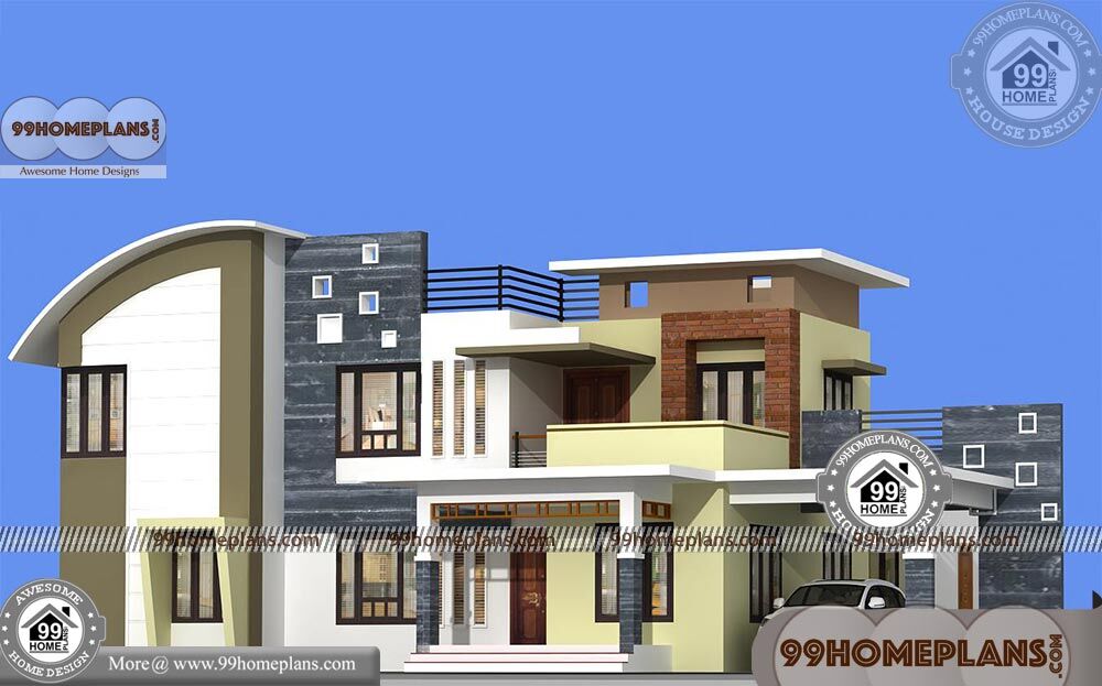 Low Cost 4 Bedroom House Plans with Two Story Modern Flat ...