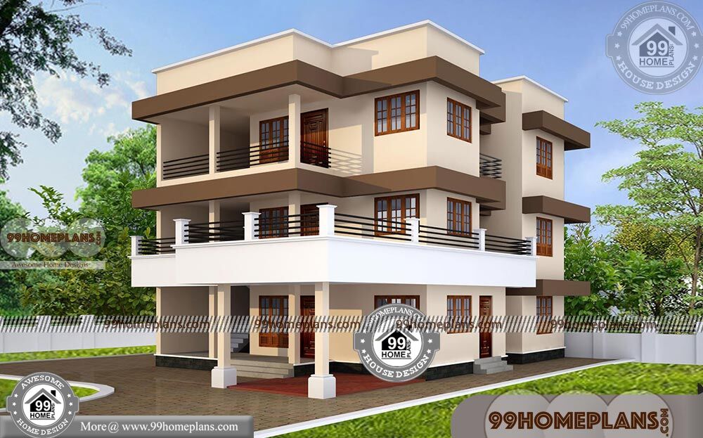 Modern 3 Story House Plans With 3d Elevations New Apartment Designs