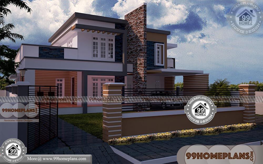 Rectangular Home Plans  with 3D Elevations Double Story 