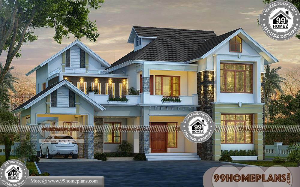 Simple Indian House Design Pictures | 50+ Double Storey Plans, Designs