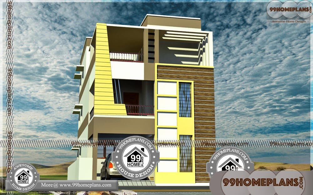 Elevation Designs For 3 Floors Building | Modern Home Plans Collections