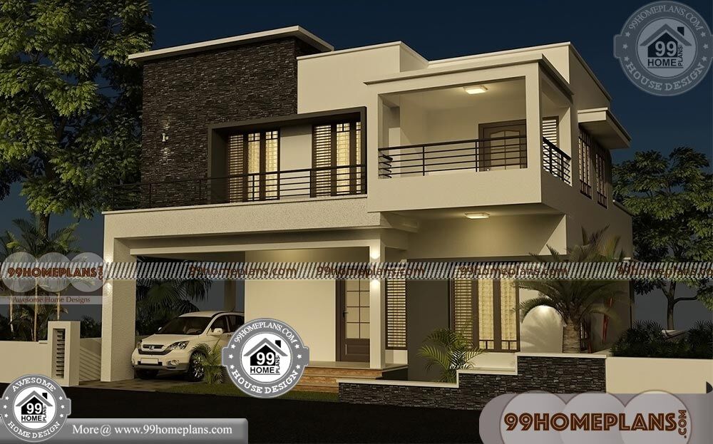 Villa House  Plans  with 3D Elevations Box Type Modern 