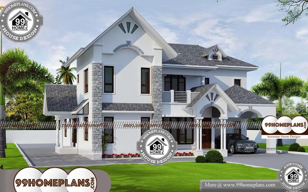 Front Elevations of Indian Homes - 2 Story 3000 sqft-Home