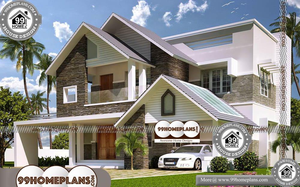 Low Budget Home Plans in Kerala - 2 Story 2400 sqft-Home