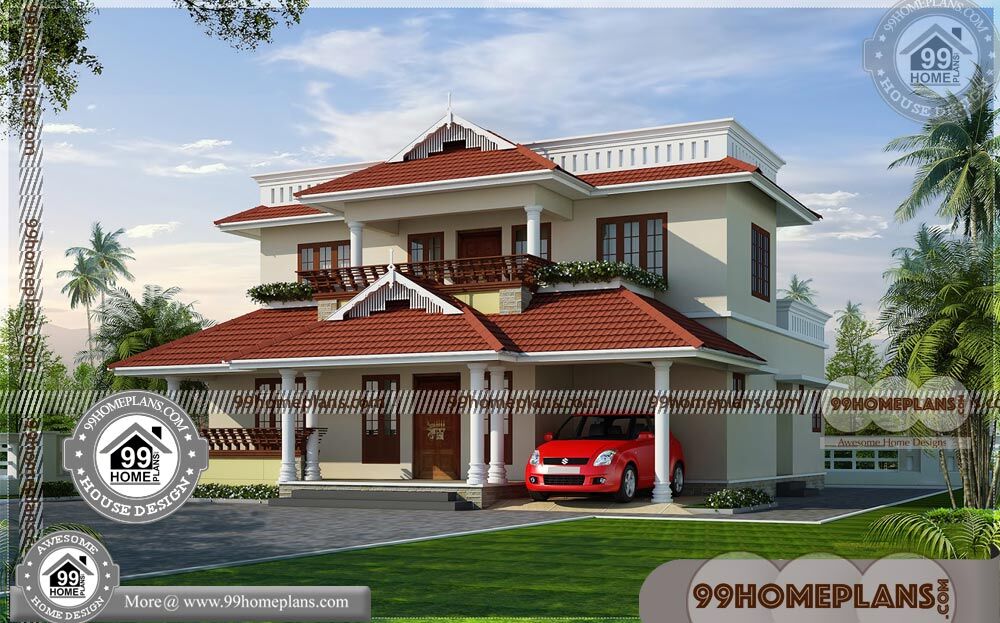 Front Elevation of Indian House 55+ 3D Double Storey House Plans, Ideas