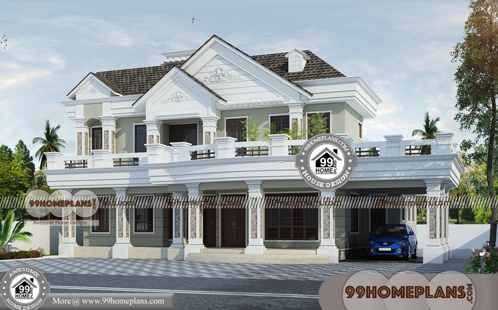 Home Front View Indian Style 70+ Two Storey House With Terrace Design