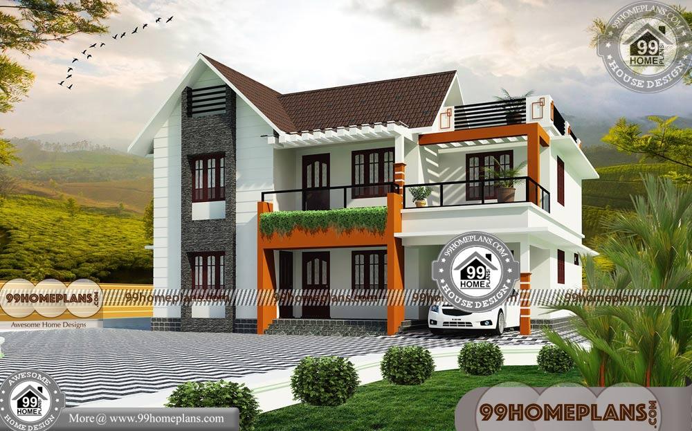 Narrow Lot House Plans with Side Garage & 90+ Double Floor Houses
